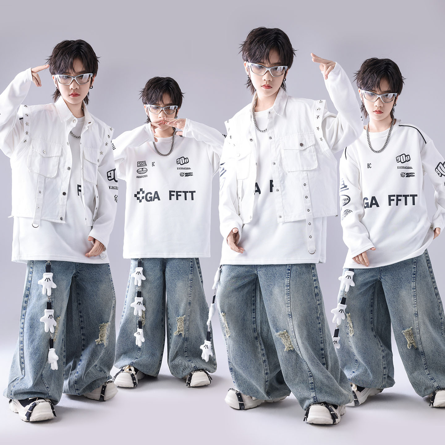 街舞儿童潮服hiphop童装少儿服装潮酷帅气套装男童架子鼓演出服酷