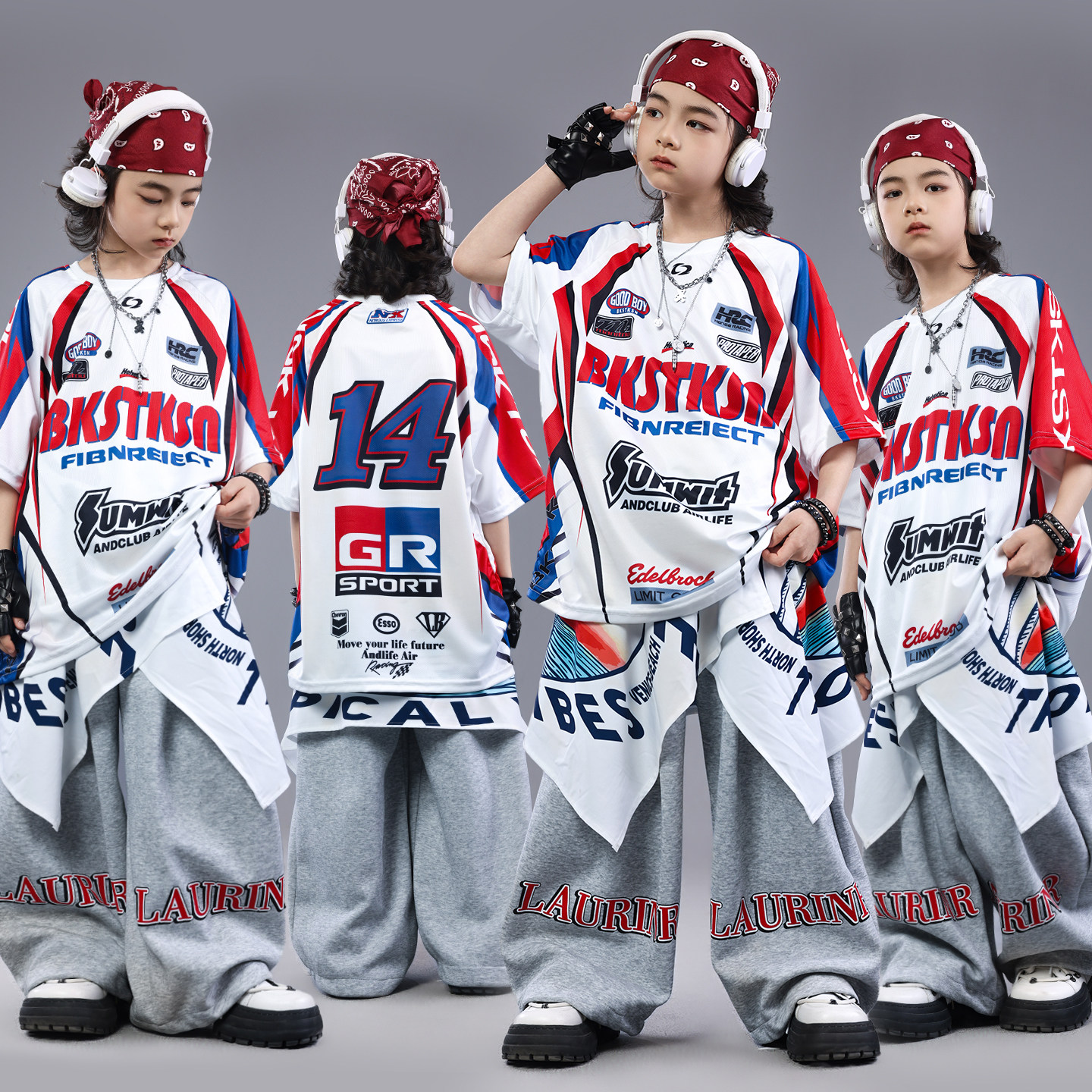 街舞儿童潮服男童架子鼓演出服少儿服装hiphop童装潮酷嘻哈风套装