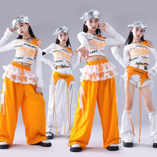 爵士舞女童服装 走秀潮服少儿爵士演出服 潮酷时髦儿童多巴胺女套装