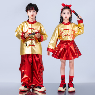 春晚儿童喜庆演出服龙凤中国风少儿街舞服装男童hiphop童装架子鼓