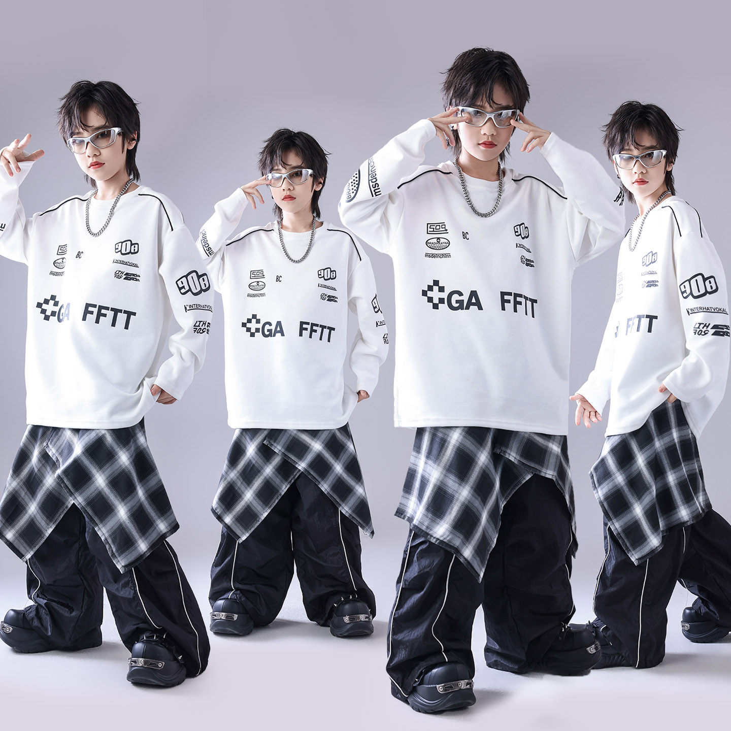 街舞儿童潮服hiphop童装少儿服装男童嘻哈宽松潮酷套装跳舞演出服