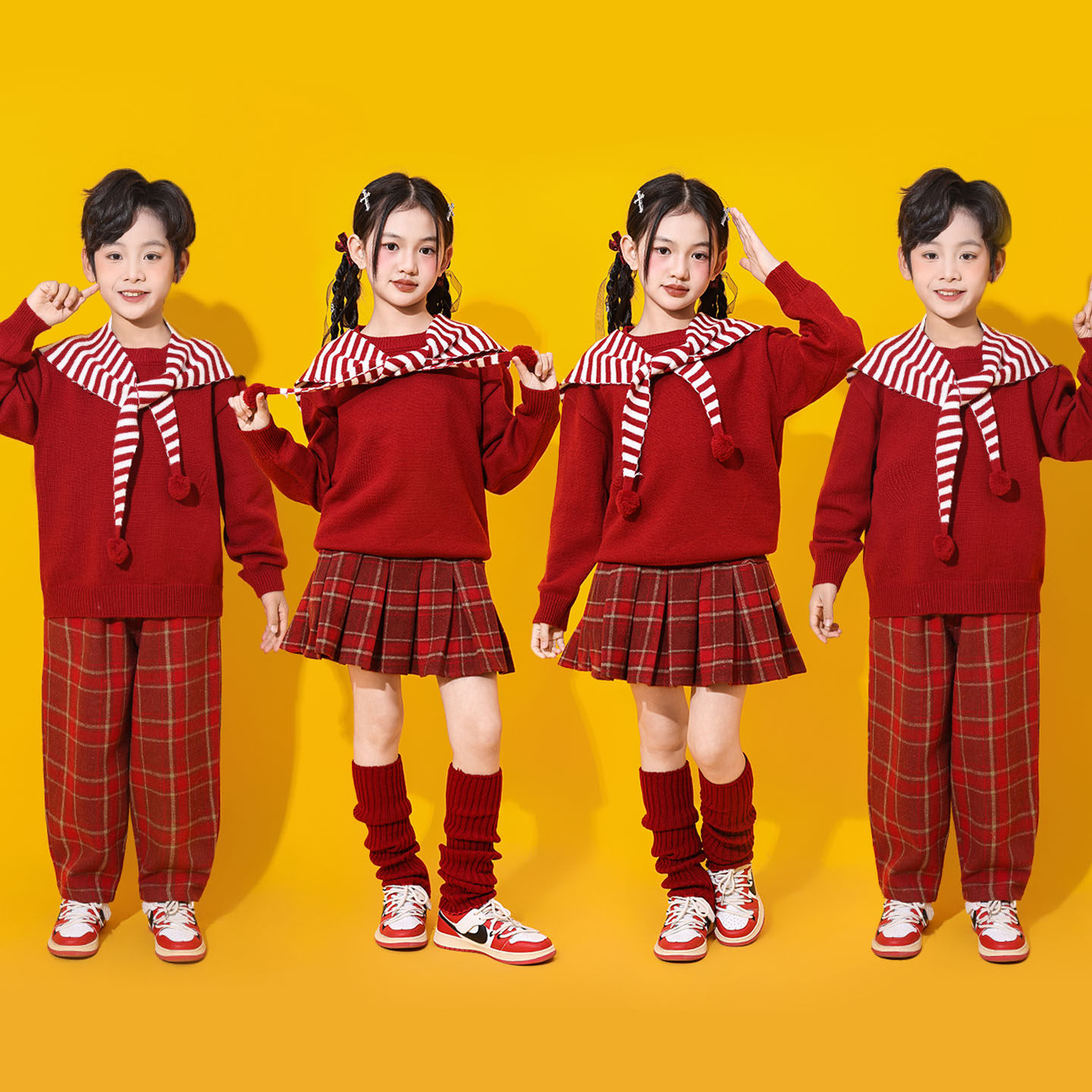 春晚儿童合唱演出服中国红幼儿园舞蹈拜年服毛衣套装啦啦队小学生,童装/婴儿装/亲子装,儿童演出服,淘宝优惠券,粉丝福利购,淘宝优惠卷