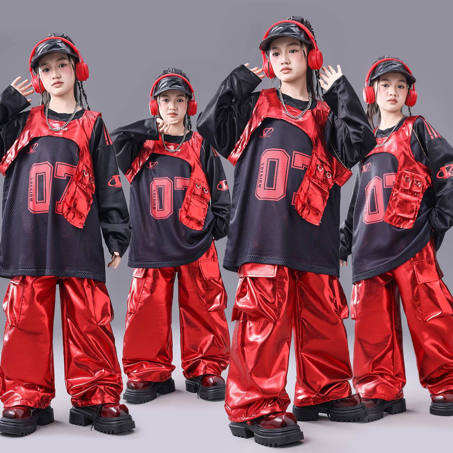 街舞儿童潮服少儿服装hiphop童装架子鼓演出服男童春晚喜庆套装酷