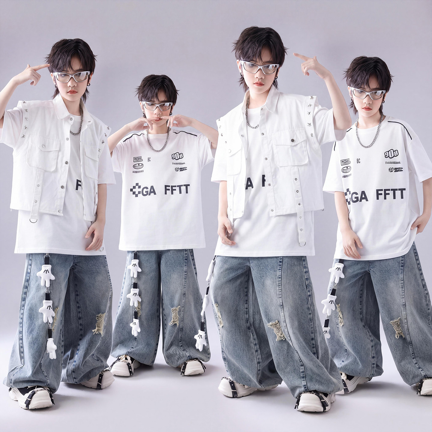 街舞儿童潮服hiphop童装少儿服装潮酷帅气套装男童架子鼓演出服酷