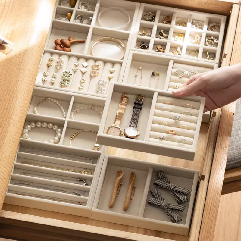 莫奈首饰托盘绒布手饰品戒指耳环项链家用抽屉柜内珠宝盒收纳盒,饰品/流行首饰/时尚饰品新,首饰盒,淘宝优惠券,粉丝福利购,淘宝优惠卷