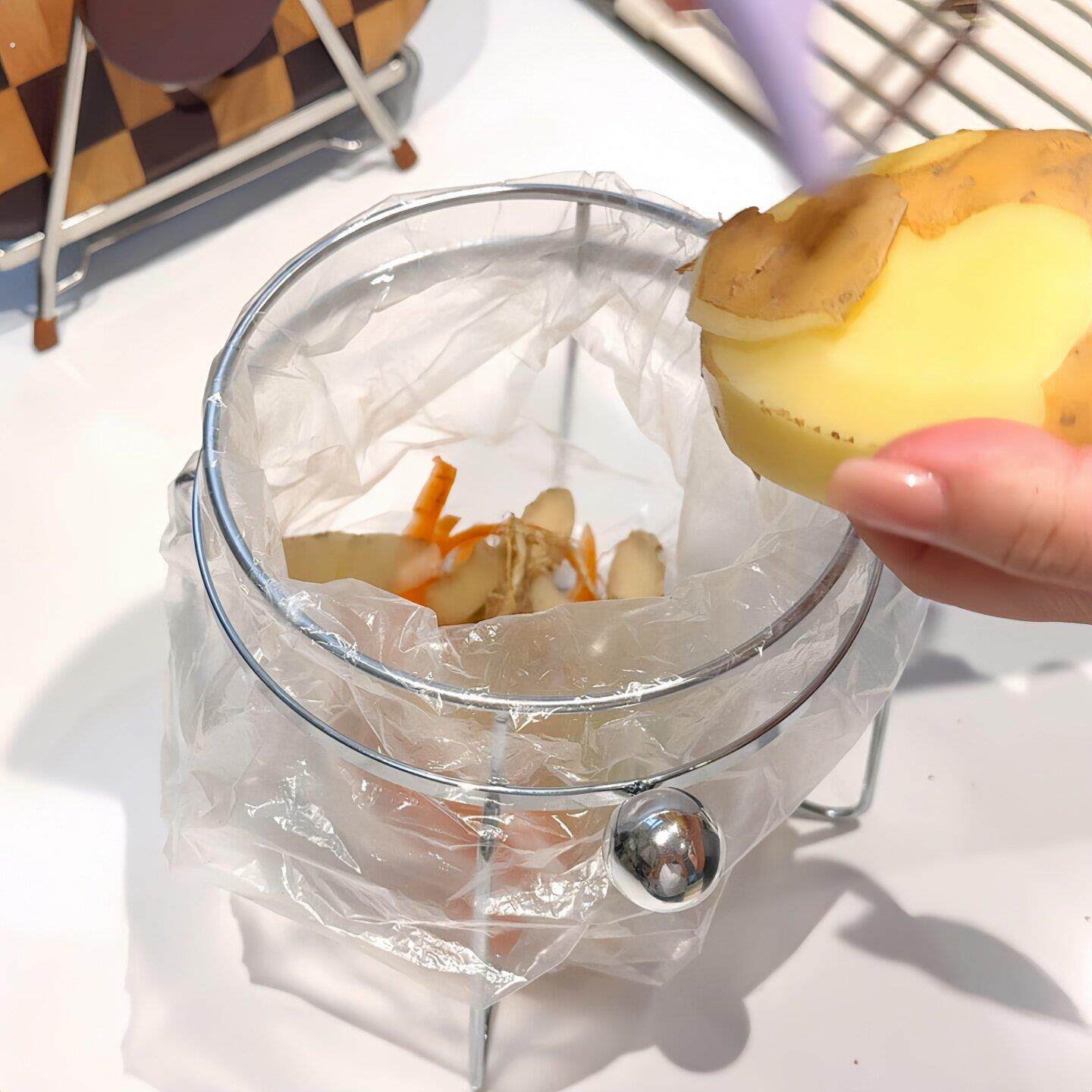 厨房好物!垃圾桶桌面垃圾袋支架免打孔塑料袋收纳架简易铁艺架