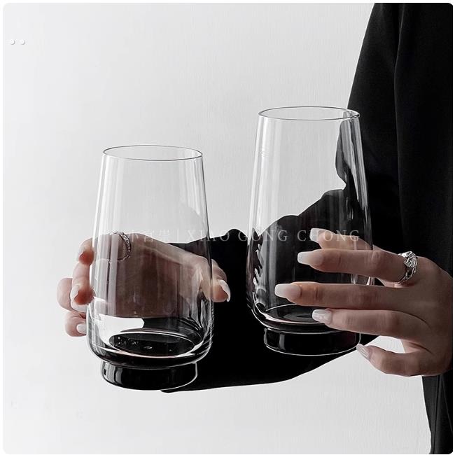 高级感黑底矮脚果汁杯ins风小众设计冷饮杯玻璃杯咖啡杯莫吉托杯