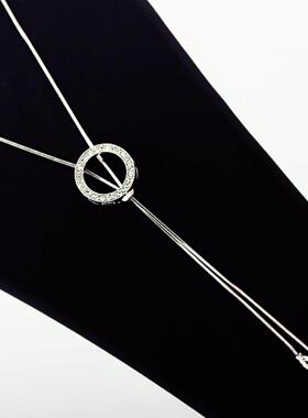 百搭高级感秋冬搭配配饰项炼珍珠钛钢炼可调节新长款流苏毛衣炼女