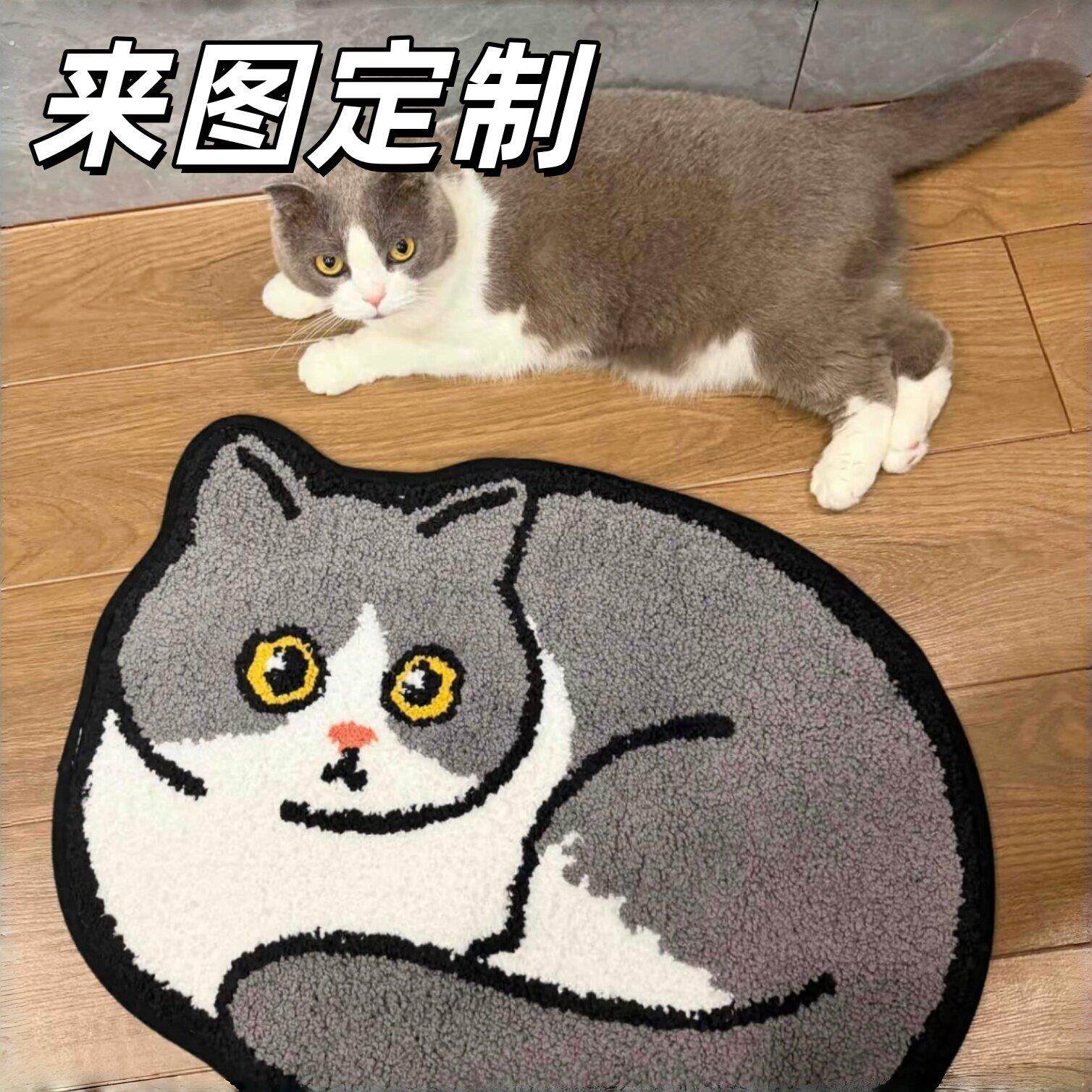 英短猫地毯来图定制家用客厅卧室房间装饰品布置创意可爱防滑地垫
