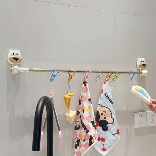 节省空间！抹布架厨房专用免打孔吸盘转角置物架浴室卫生间毛巾架