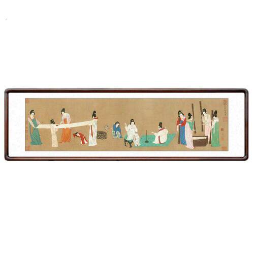 张萱捣练图国画有框新中式客厅沙发背景墙装饰画茶楼酒店仕女字画