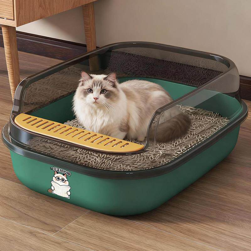 轻奢猫砂盆加高家用半封闭式幼猫盆猫沙盆防外溅宠物用品幼猫屎盆