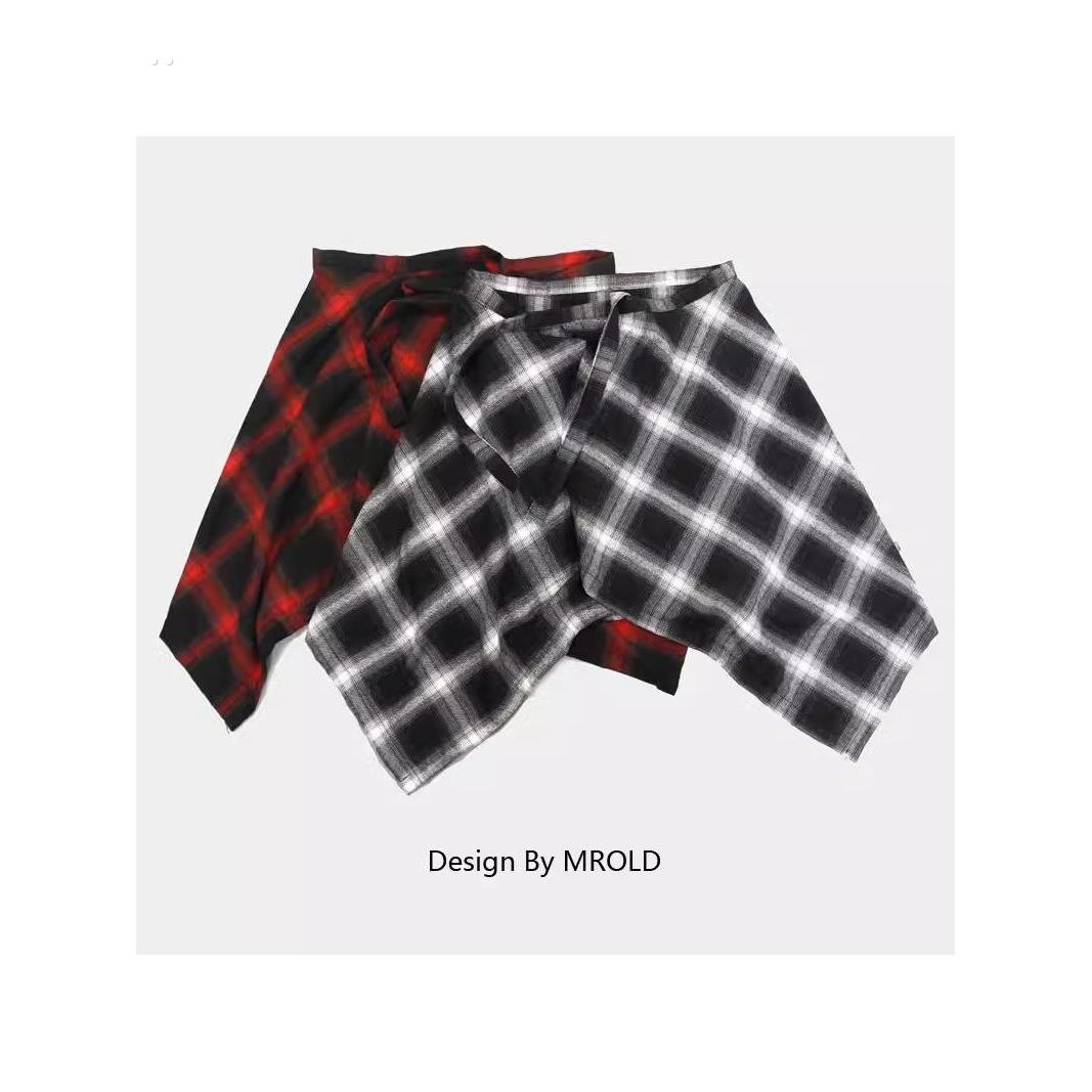 日式覆古黑白格子屁股窗帘儿童舞蹈裙舞蹈女孩嘻哈裙男孩分层腰带