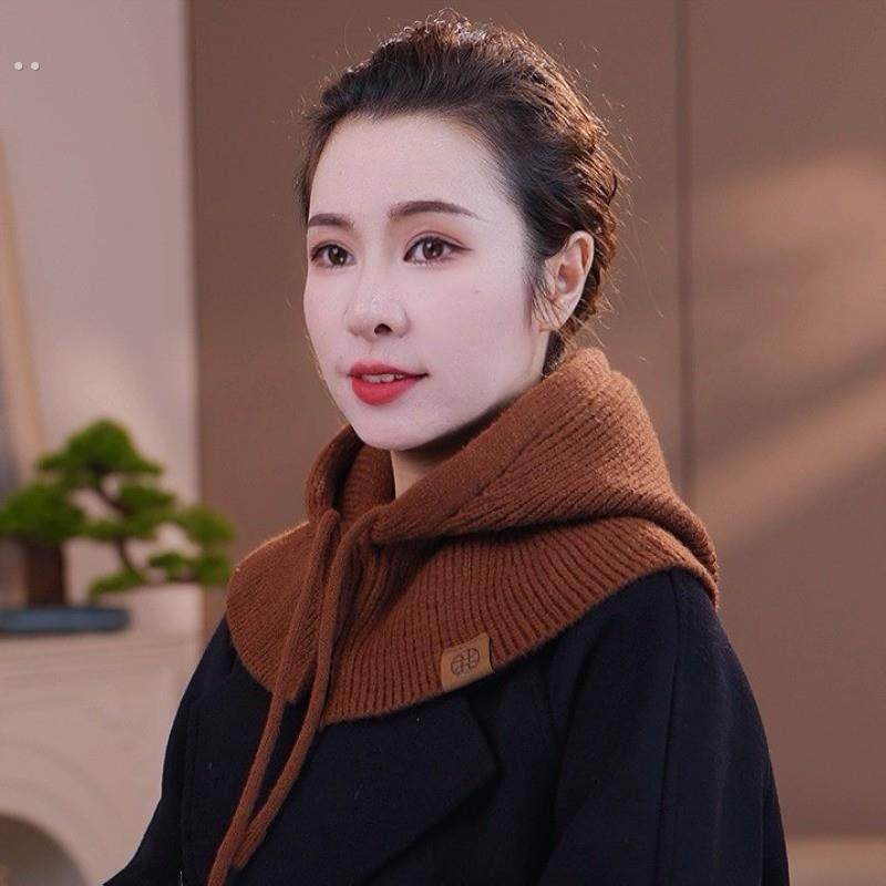 绵羊毛纯色带扣毛线帽子围脖一体女秋冬加厚针织连帽纽扣款围巾,运动包/户外包/配件,围巾/围脖,淘宝优惠券,粉丝福利购,淘宝优惠卷