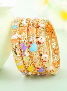 北京景泰蓝儿童手镯民族风开口镶钻镂空镯子六一儿童礼物