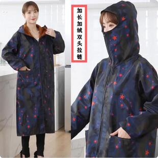 雨衣加绒加厚长款全身防暴雨防水防油成人罩衣女薄款拉链围裙男士