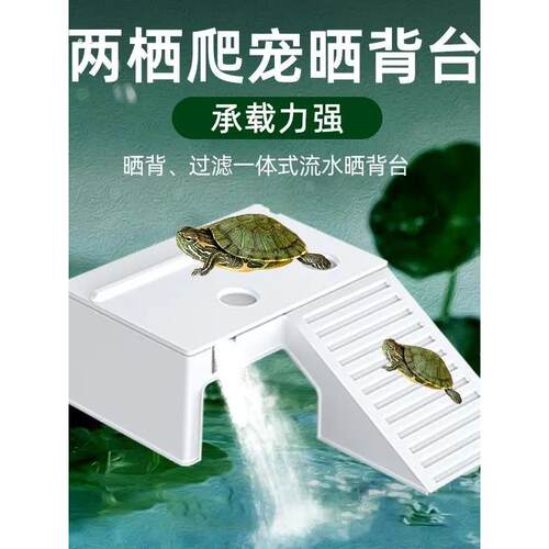 乌龟饲养缸晒台爬台龟缸造景过滤爬坡乌龟休息乌龟晒背躲避屋别墅