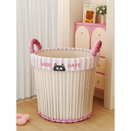 多巴胺高级感脏衣篓家用彷藤编脏衣服收纳筐卫生间洗澡放衣服神器