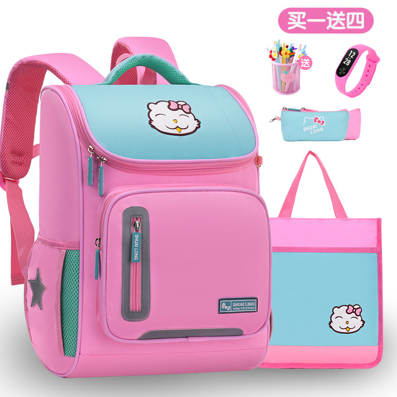 新款书包小学生女童一二三到六年级减负护脊儿童双肩背包轻便防水