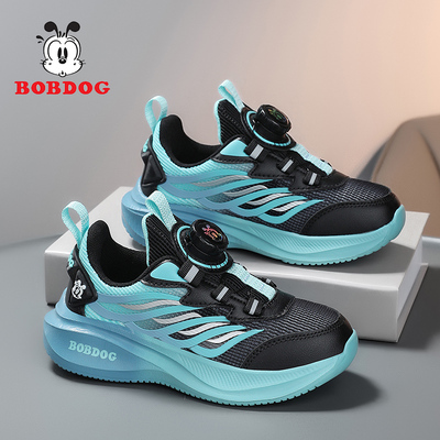 巴布豆男童运动鞋2026春秋季新款网面透气中大童旋转扣儿童休闲鞋