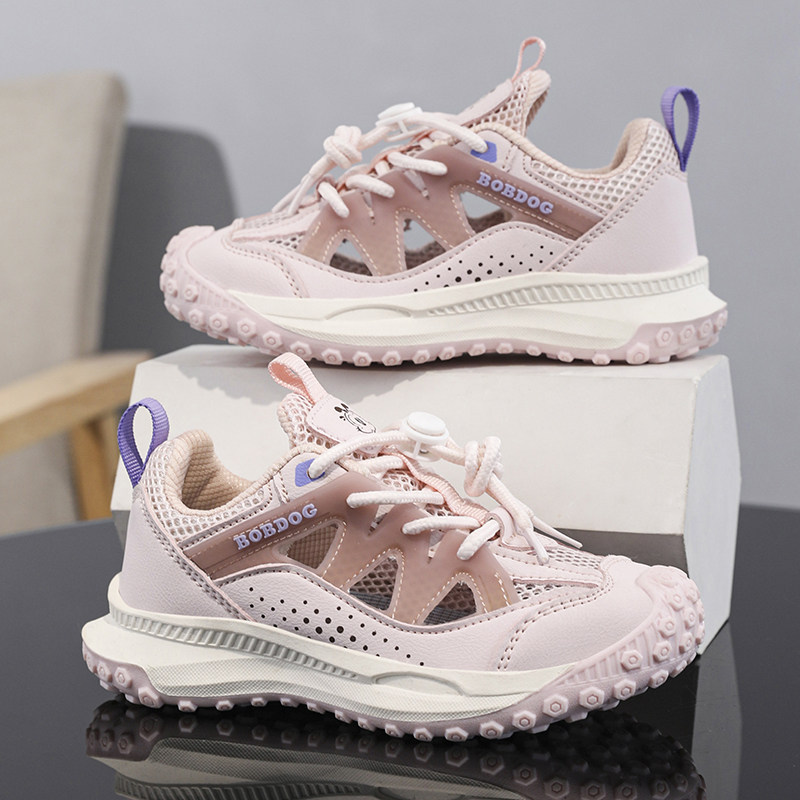 巴布豆童鞋女童运动鞋2025夏季新款网面透气中大童女孩儿童跑步鞋