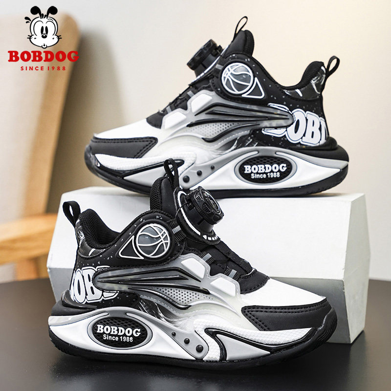 巴布豆童鞋男童运动鞋2025秋冬新款皮面防水中大童男孩儿童篮球鞋