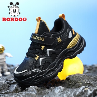 巴布豆童鞋2025秋冬季男童运动鞋新款皮面防水防滑男孩儿童跑步鞋