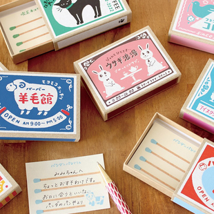 日本古川火柴盒便笺动物便签纸复古配色卡通留言手账记事便签本