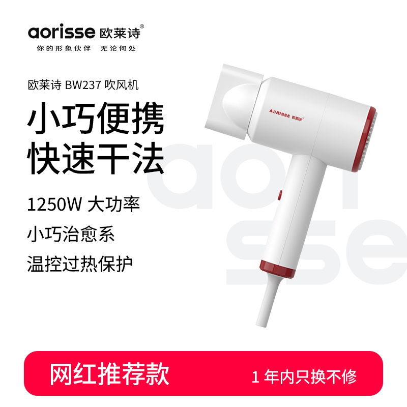 欧莱诗吹风机迷你锤子型电吹风1250W学生宿舍便携