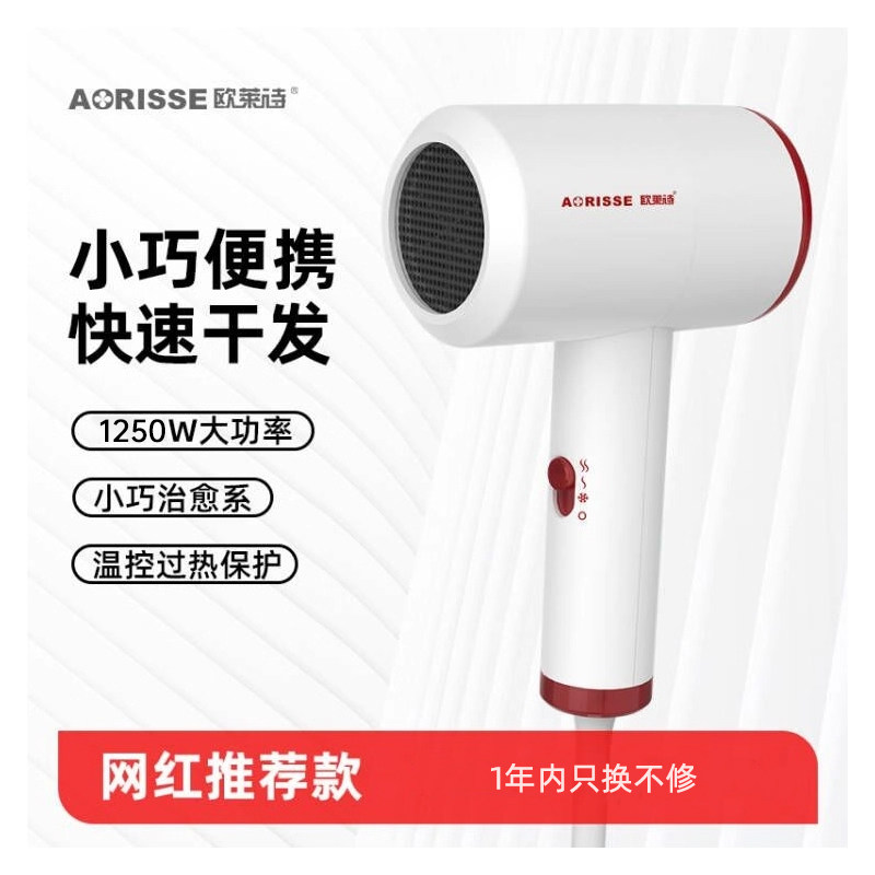 欧莱诗吹风机迷你锤子型电吹风1250W学生宿舍便携