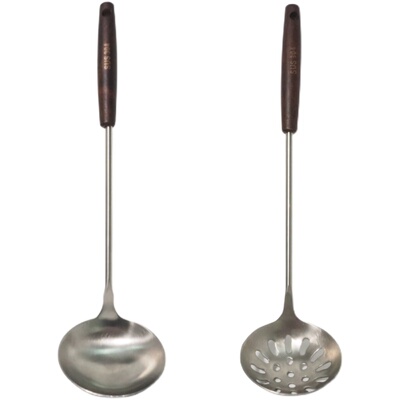 FACKELMANN法克曼木柄火锅漏勺大号过滤网笊篱大号不锈钢304长柄