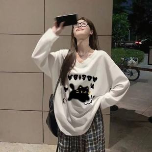 300斤大码胖mm德绒长袖女款春秋冬季女生长袖衫V领宽松女气质上衣