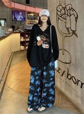 2025款300斤大码德绒长袖春秋冬季女生长袖衫V领宽松休闲韩版上衣