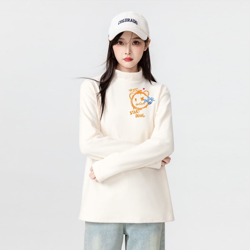 德绒打底衫女士2025年新款半高领秋冬季卫衣春秋内搭长袖T恤上衣