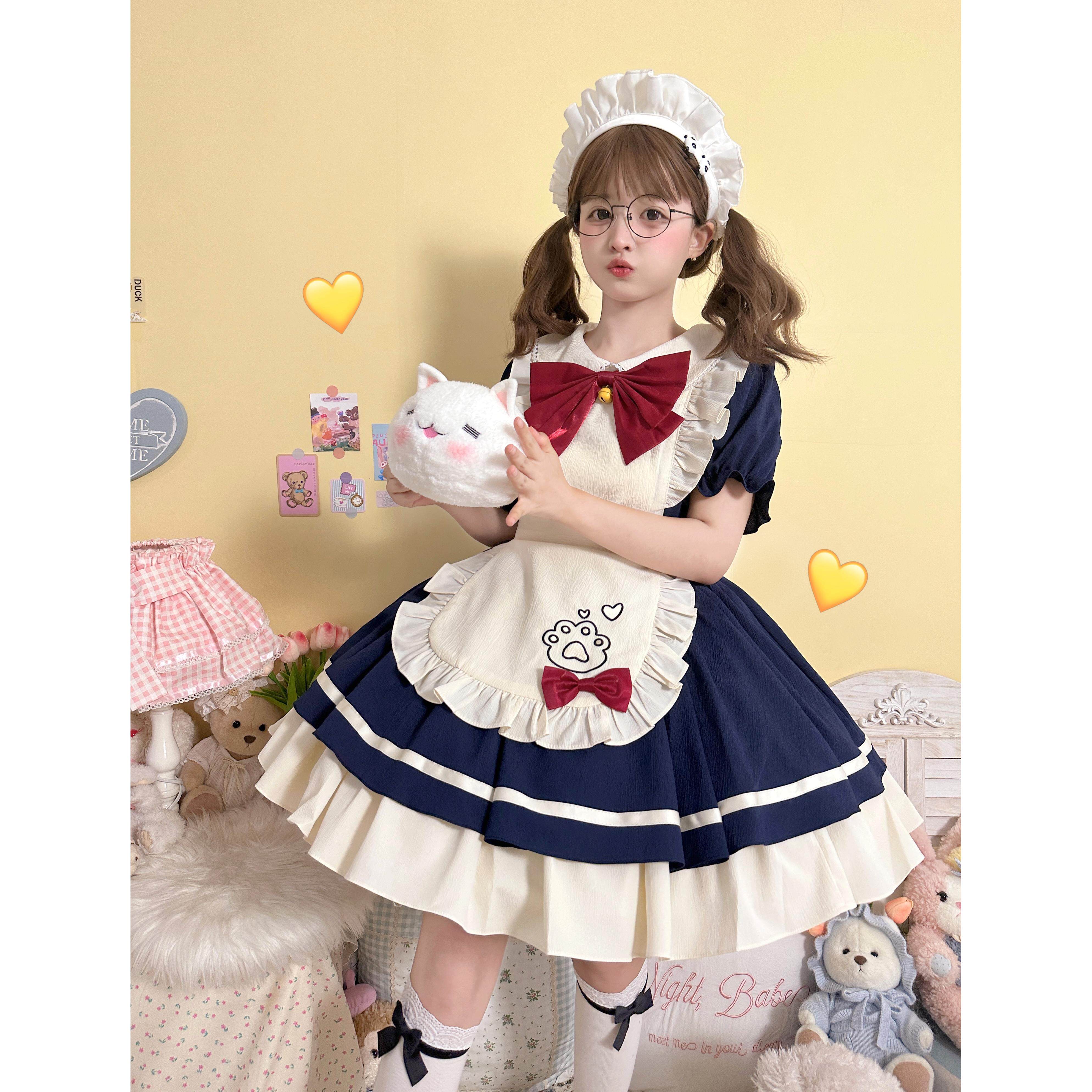 【猫咪餐厅】可爱op狗短小女仆lolita连衣裙围裙 全款链接直接拍