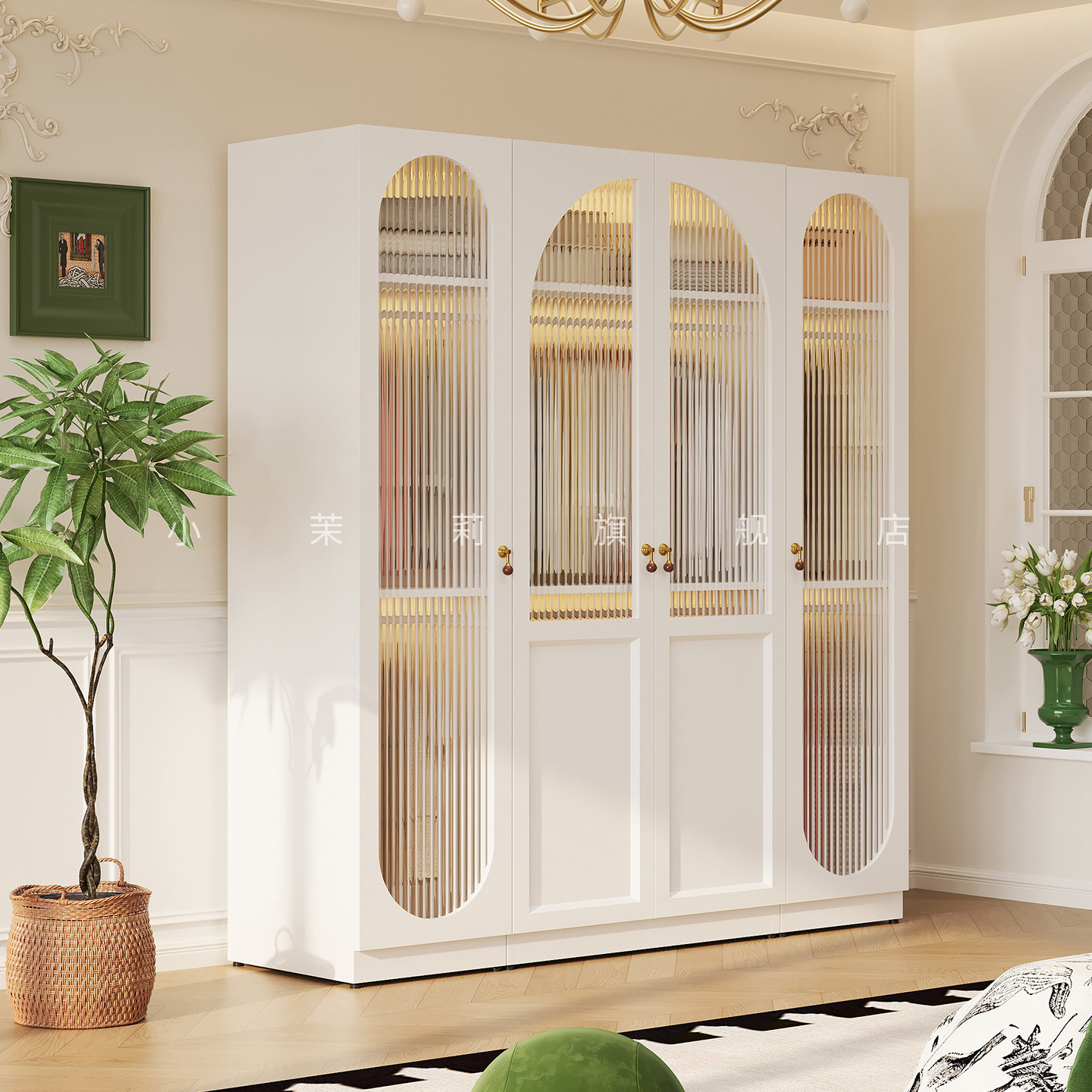 法式奶油风加厚新款铁皮主卧衣柜家用卧室小户型大衣橱收纳储物柜,住宅家具,独立衣柜,淘宝优惠券,粉丝福利购,淘宝优惠卷