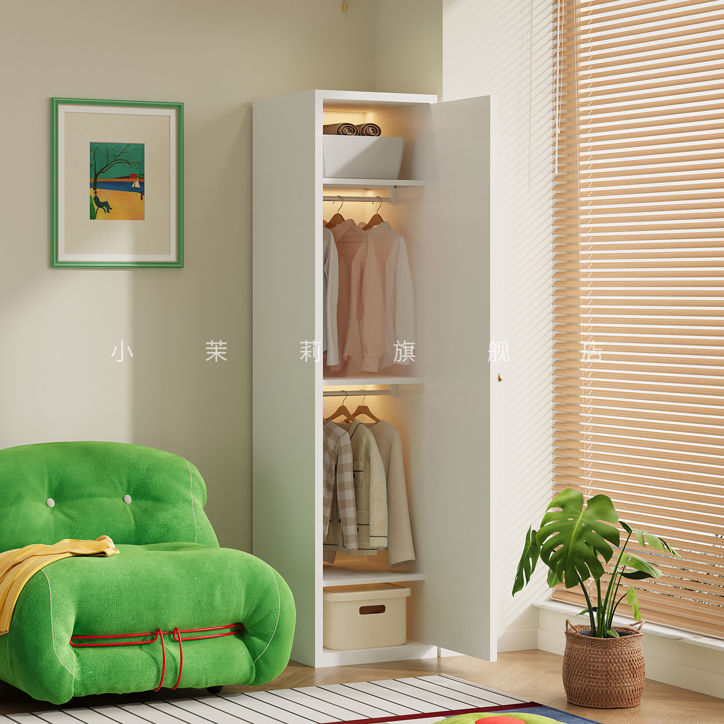 成品衣柜金属小户型2025新款儿童卧室房间夹缝单人铁皮储物收纳柜