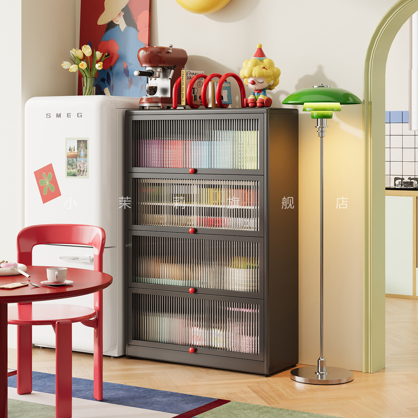 钢制法式餐边柜客厅落地多功能收纳柜家用大容量高级感铁艺置物柜