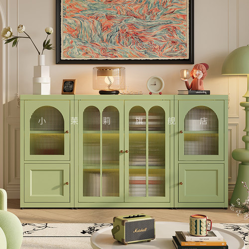 法式书柜落地多层带门储物柜