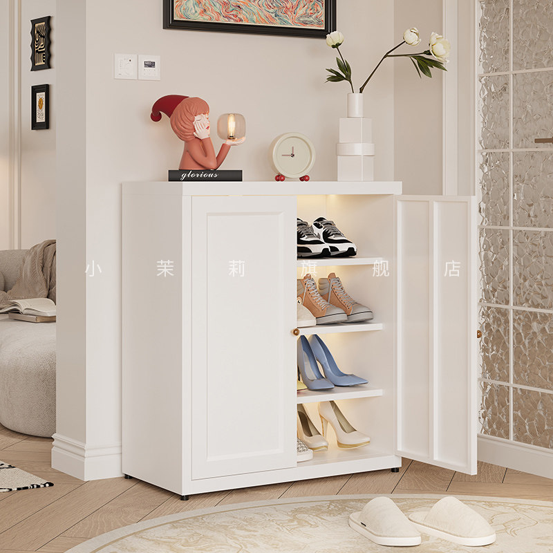 奶油风客厅鞋柜进门鞋柜入户多层柜家用门口大容量铁艺储物收纳柜
