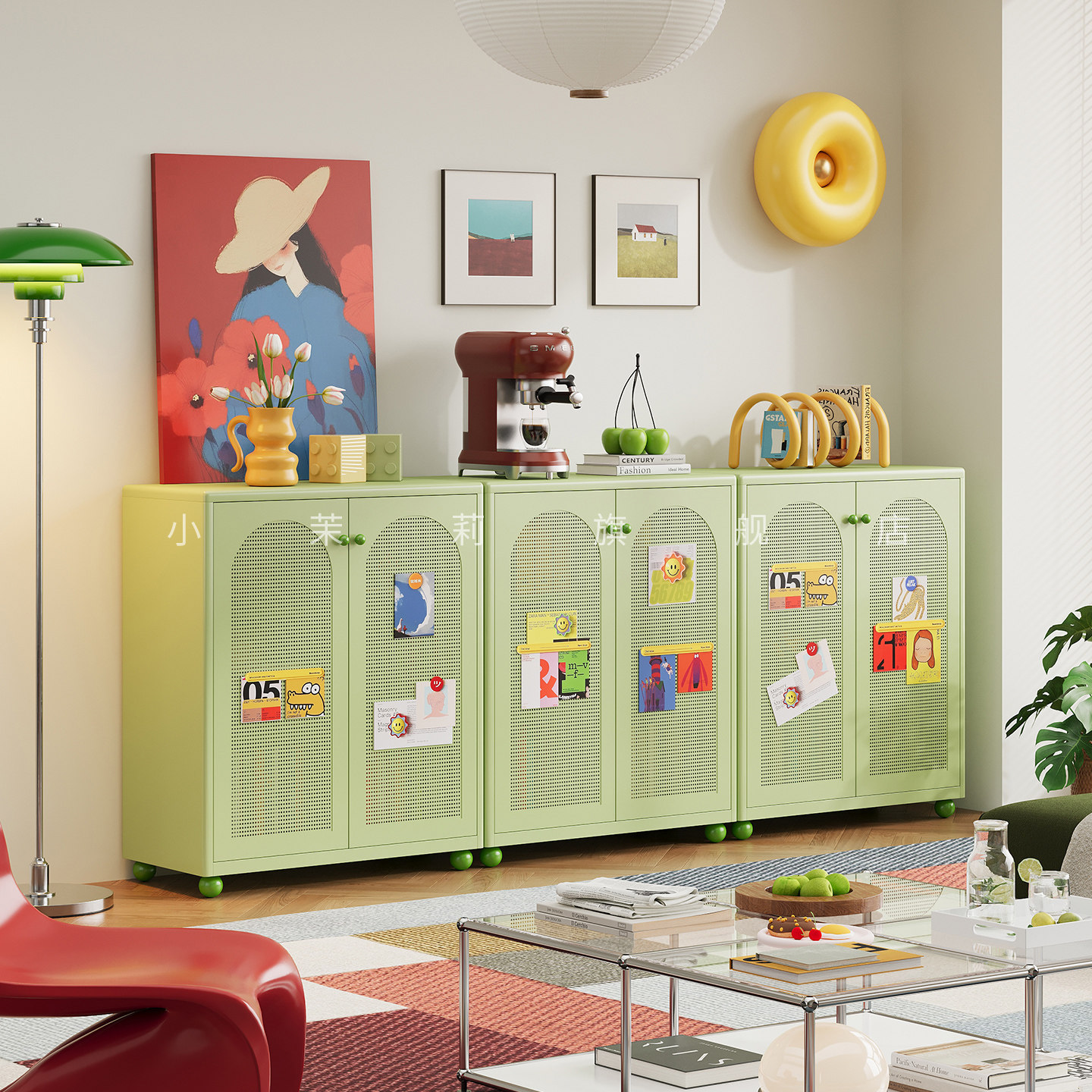 中古风铁皮书架置物架书柜落地加厚承重防尘书房客厅多功能收纳柜