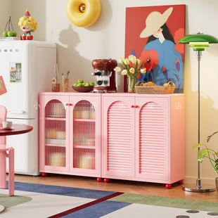 创意铁艺餐边柜2026新款客厅金属边柜奶油风格咖啡柜零食柜储物柜