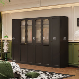 法式钢制衣柜简约中古风家用卧室收纳铁皮柜子自由组合儿童衣橱