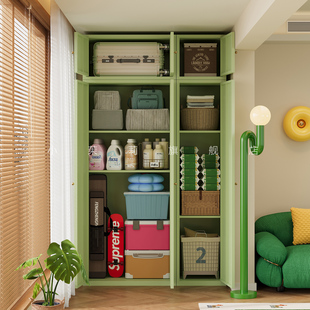 钢制阳台收纳柜防水防晒带门置物架大容量防尘被褥铁皮柜储物柜子