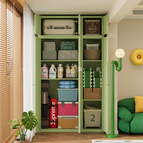 钢制阳台收纳柜防水防晒带门置物架大容量防尘被褥铁皮柜储物柜子