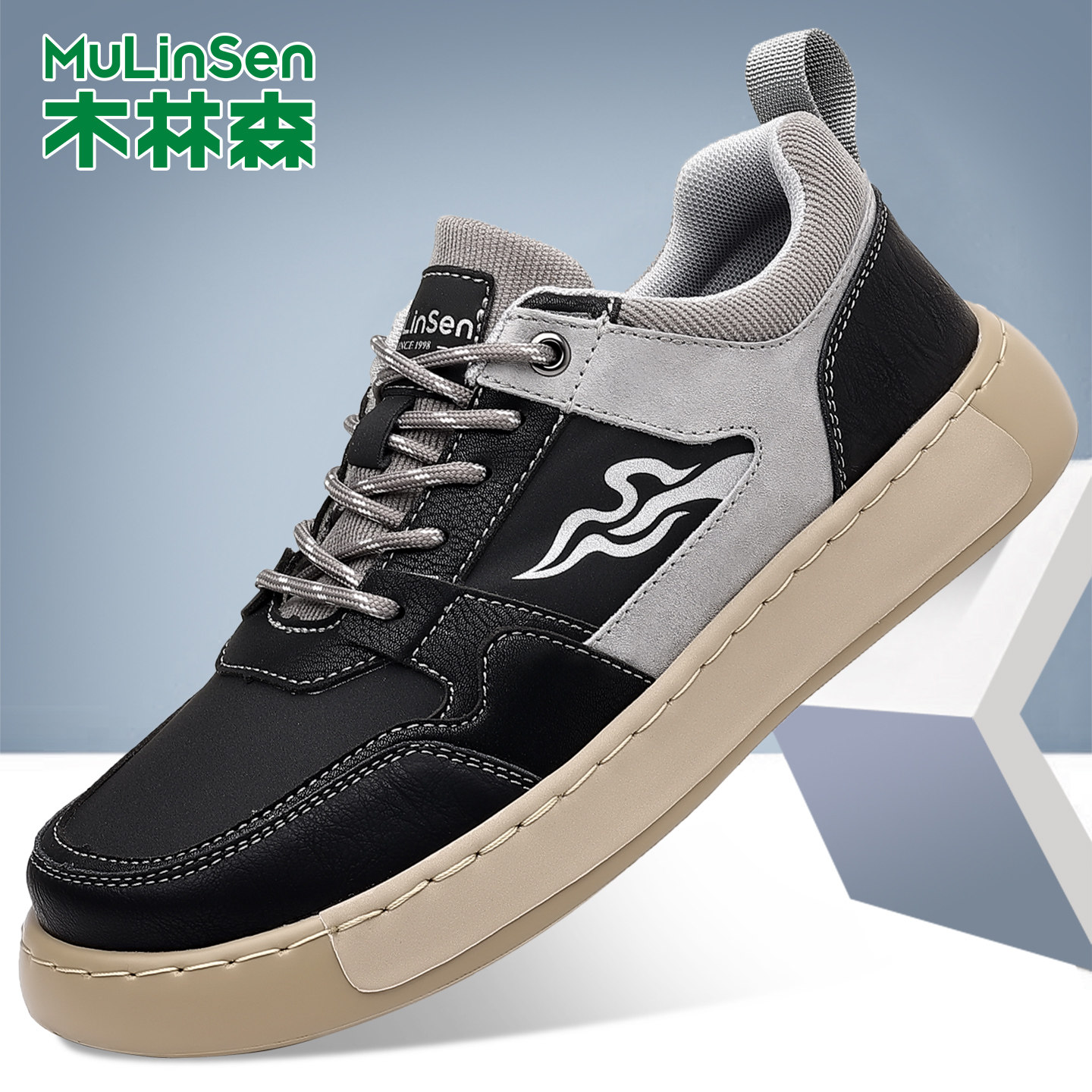 木林森男鞋2026新款户外防滑男士板鞋舒适运动跑步鞋休闲鞋子男潮