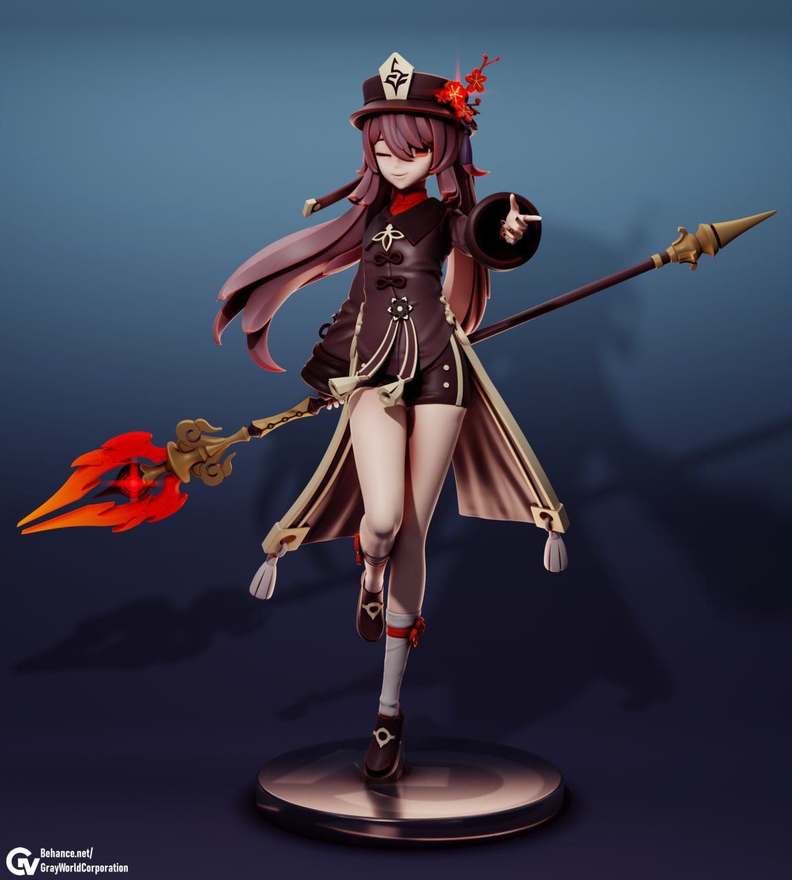 原神胡桃  3D打印模型stl文件，gk白模