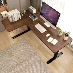新L型升降转角桌电脑桌简约现代实木板办公桌书桌家用