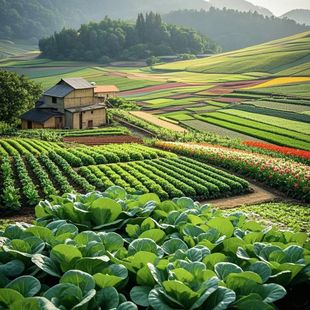 防水贴纸农场蔬果丰收乡村田园风景画卧室客厅门窗墙上不干胶贴纸
