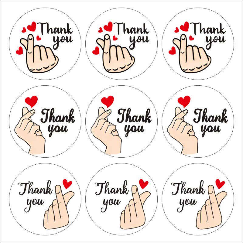 礼物装饰信封封口贴爱心手势感谢贴纸可爱贴画文具用品标签贴纸b